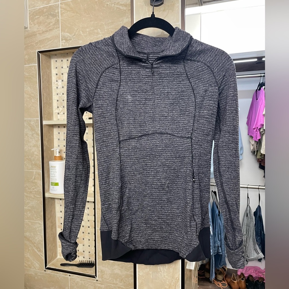 Lululemon Heathered Black Rulu Run Quarterzip Long Sleeve